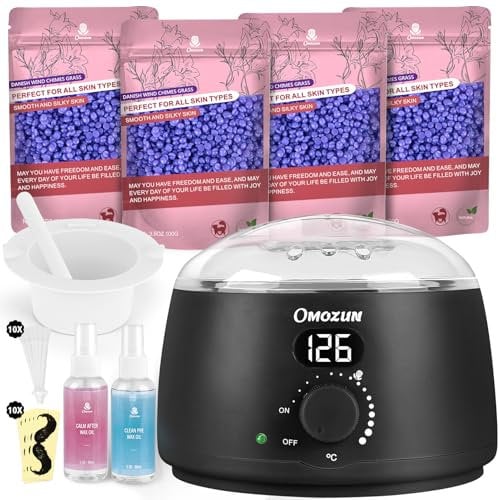 Waxing Set Wachs Haarentfernung Maschine: Wachswärmer Gerät mit LED-Digitalanzeige - Rein Natürlicher Wachsmaschine zur Enthaarungswachs - Warmwachsgerät Geeignet für Nasenhaar Wachs (Schwarz)