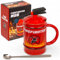 MIJOMA Firefighter Becher mit Feuerlöscher-Applikation – Keramik Kaffeebecher, 450 ml, inkl. Deckel und Löffel – Teetasse mit Deckel für langanhaltende Wärme
