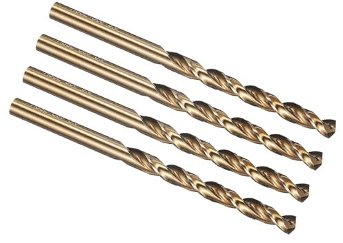 PATIKIL 5.5mm Foret Hélicoïdal, Tige Droite Jobber 135° Finition Or Acier Rapide M42 8% Cobalt, Mèche pour Perçage Métal de Dureté Moyenne Alliage de Titane Haute Température, Lot de 4