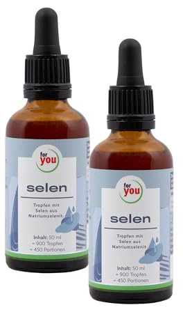 for you Selenio, confezione doppia, con acido lattico per l'assorbimento ideale, 220 µg, selenite di sodio di cui 100 µg, selenio bioattivo per 2 goccioline, elevata bioattività, principio attivo di