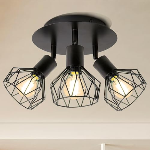ARCYN Moderne LED Deckenlampe 3-flammig schwenkbar Schwarz, Deckenleuchte E14, Deckenstrahler für Wohnzimmer, Küche, Schlafzimmer & Flur, ohne Leuchtmittel