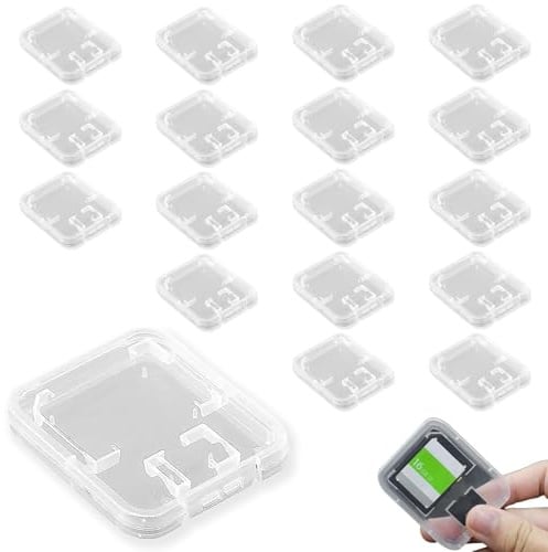 COZERI 18 Stück Transparente SD Karten Aufbewahrung Box, Robustes Plastik Karten Etui Für SD MicroSD Speicherkarten, Organizer Aufbewahrungsbox Mit Schutzdesign