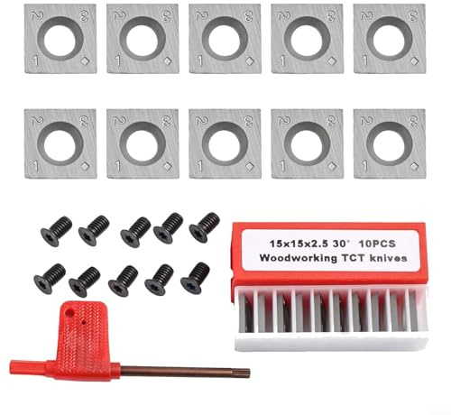UTTASU Hartmetall-Dreheinsätze 15 mm quadratische Schneidwerkzeuge mit 4R0.5 Kante für Holzbearbeitung Drehmaschine Spanplatte Sperrholz Anwendungen