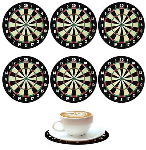 Korkpfeil-Untersetzer, 6 Stück, Dartscheiben-Untersetzer, rutschfeste Bieruntersetzer, Bierdeckel, Silikon-Untersetzer, waschbare Bierdeckel für Kaffeetasse, Weinglas, Flasche, Zuhause, Kneipe, Bar