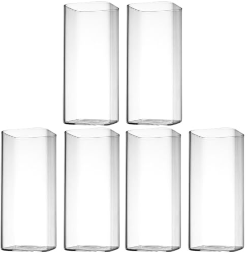 TOPBATHY Glasbecher Set 6 Stück 400Ml Quadratisch Vielseitig Für Kaffee Milch Longdrinks Mikrowellengeeignet Stilvolles Haushalts- Und Partygeschirr