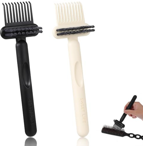 Lot de 2 outils de nettoyage de brosse à cheveux 2 en 1 - Nettoyant efficace en nylon pour homme et femme