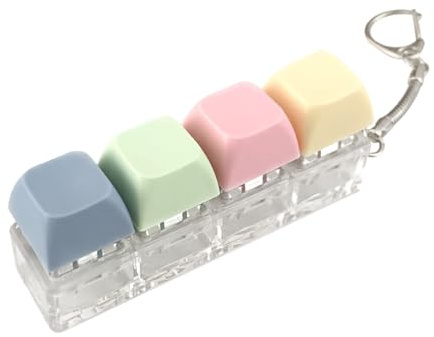 Stress Relief Toy Funny Fidgets Keyring, Keyboard Fidget Toy - 4 Button Fidget Keyboard Keychain, Finger Keyboards Clicker Fidgets Decompressions Toys for Adults and Kids