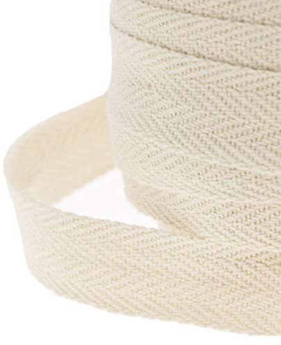 WAREHOUSESHOP BR00027 Baumwollband mit Fischgrätenmuster, 25 mm, zum Schneidern, Nähen, Wimpelkette, Beige, m, Baumwolle, 50 Meter (25mm)