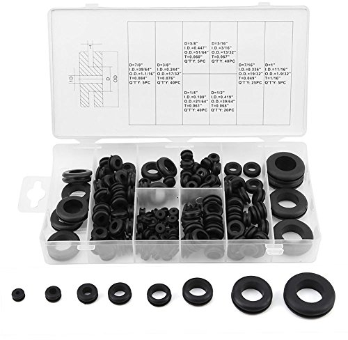 180Pcs Gummidurchführung Rubber Grommet Kit 1/4, 5/16, 3/8, 7/16, 1/2, 5/8, 7/8, 1 elektrische Waschmaschine Dichtung