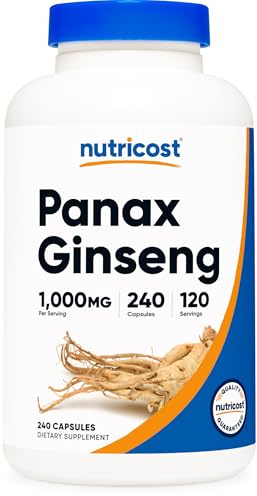 Nutricost Panax Ginseng 1000mg, 240 Capsules - Non GMO, Gluten Free, 120 Servings