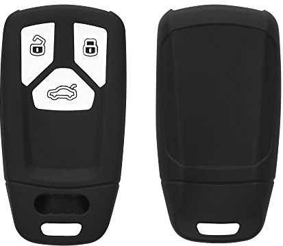 kwmobile Key Cover Compatible with Audi 3 Button Car Key Smart Key (only Keyless Go) - Soft Silicone Car Key Fob Holder Protector Case - Black Matte