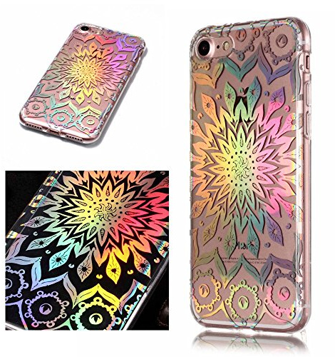 MHHQ Hülle for iPhone 8, Kristall Bling Funkeln Glitzer Holographic Laser Handyhülle Ultra Dünn Schutzhülle Silikon Transparent Motiv Weich TPU Bumper Case Backcover für iPhone 7 / iPhone 8-4