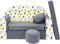 Pro Cosmo umwandelbares Kindersofa – perfekt zum Spielen und Schlafen – mit Abnehmbarer Matratze, Kissen und Pouf – 98x168x59 cm – leicht und einfach zusammenklappbar - Farbe Grau AJ4