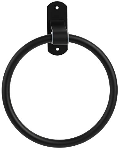 Porte-Serviettes Design Moderne Porte-Serviettes Mural Pratique Porte-Serviette Lisse Noir Rond Simple pour Salle de Bains