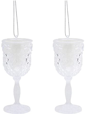 Christmas Concepts® 10cm Glitter Wine Glass Decorations - Luxury Christmas Tree Decorations (Iridescent, Pack of 2)