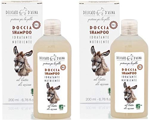 Doccia Shampoo Latte D'Asina Bio- 2 Confezioni Nutriente e Idratante Per Tutti i Tipi di Pelle 200ml