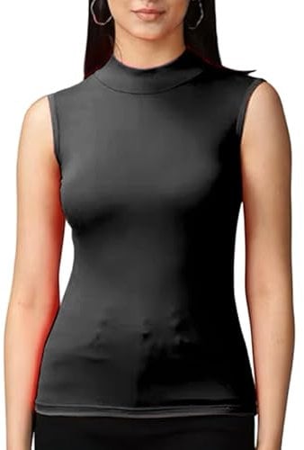 R&N FASHIONS -Women’s Stretchy Polo Turtle Neck Plain Top Ladies Sleeveless Casual Wear Top - Fashionable Jumper - Pull-on Style No Sleeves - Great (Black, 8-10)