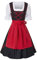 JASAMBAC Damen Dirndl midi 3-teiliges Trachtenkleid Trachtenrock Kleid Dirndlbluse für Oktoberfest, Karneval Rot XL