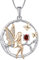 FJ Guardian Angel Pendant Necklace 925 Sterling Silver Tree of Life Necklace Butterfly Fairy Necklace with January Birthstone Garnet Jewellery Gifts for Women Girls