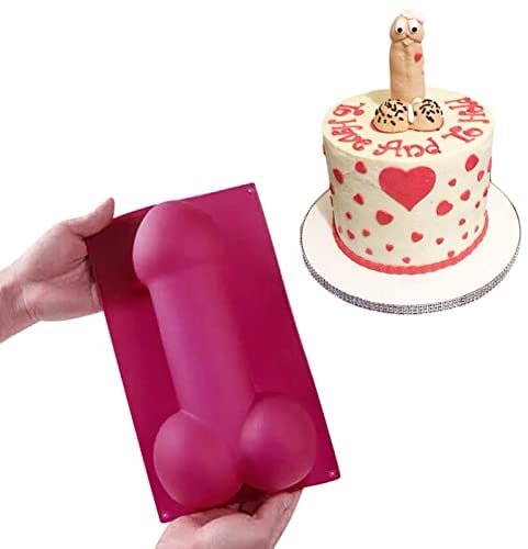 Grand Pénis Cube de glace en silicone gâteau au chocolat Fondant Plateau Savon cuisson Moule 27.5x16.5x7.5cm (Rose)