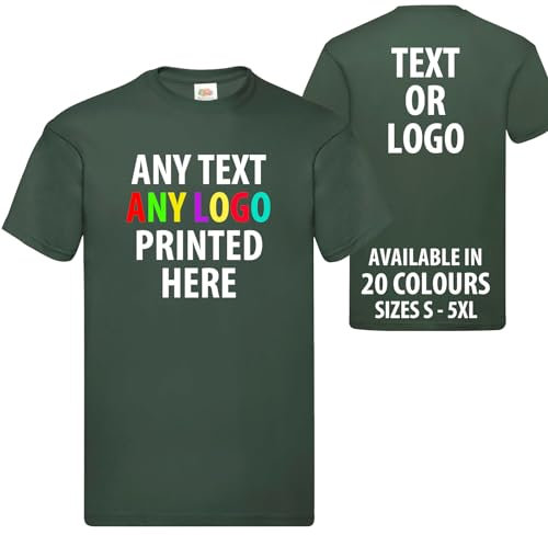 Personalised T-Shirt Unisex Tee - Any Text or Logo | Any Design | Any COLOURR Bottle Green