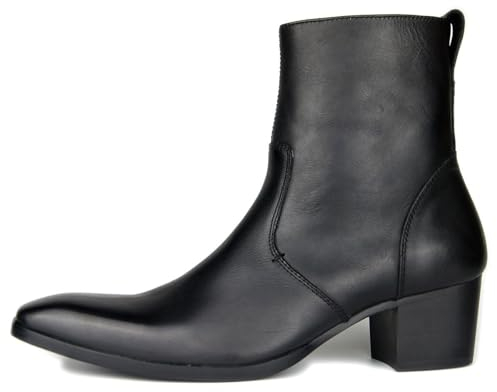 Botines Chelsea de Hombre Vestir de tacón con Cremallera Lateral Botas New Rock OS-JY002-Black-11