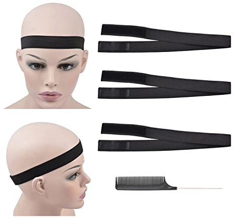 Elastic Melting Band for Wigs Adjustable Headbands to Hold Wig in Place for Making Wigs (3 Pcs Width 1 inch/2.5cm)