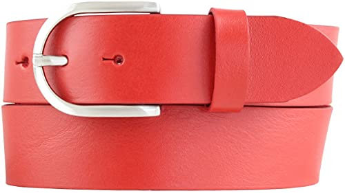 BELTINGER Damen-Gürtel aus Vollrindleder 4 cm | Jeans-Gürtel für Damen 40mm | Vollleder-Gürtel mit runder Gürtelschließe | Rot 120cm