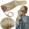 RUNATURE Echthaar Zopf Blond Highlight Haarverlängerung 30cm Kurz Ponytail Extension Echthaar Aschblond Mit Blond Remy Menschliches Haar Pferdeschwanz Haarteil Echthaar 70g #18P613