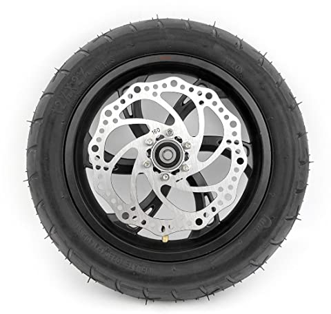 L-faster 12 Zoll Rad mit pneumatischem Reifenschlauch, kompatibel mit 160 mm Scheibenbremse, 12 1/2 x 2 1/4 schwarzes Rad für Mini-Fahrradreoller (schwarz mit Scheibe)