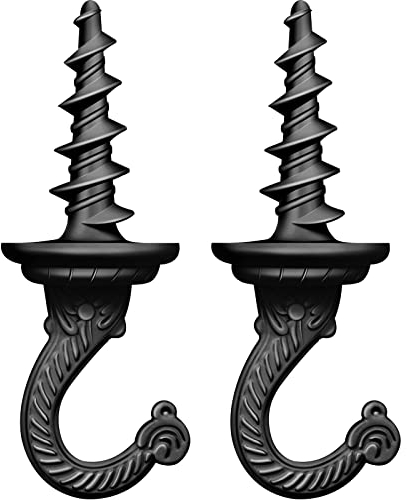 Ripeng Swag Deckenhaken, Wandhaken, strapazierfähig, Swag-Haken für drinnen und draußen, zum Aufhängen von Pflanzen, Kronleuchter (Schwarz, 2 Stück)