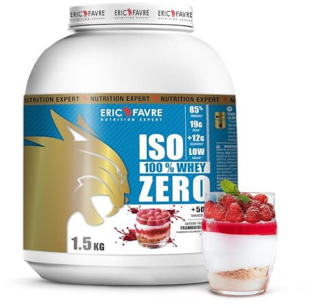 ISO WHEY ZERO 100% Pure Protéine - Pure Whey Protéine Isolate Savoureuse Pour Prise de Masse Musculaire - Assimilable Rapidement - 1,5kg - Saveur Framboisier - Eric Favre