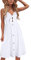 VOTEPRETTY Womens Summer Dresses White Beach Dress Tie Front Strappy Sundress with Pockets for Party Vacation