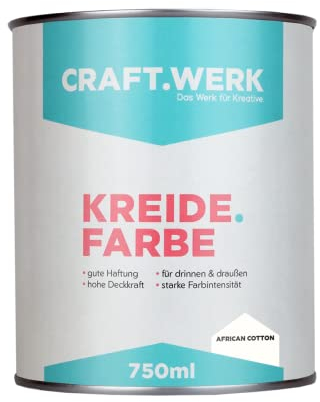 CRAFT.WERK Kreidefarbe für Möbel (750ml, african cotton) ultramatte Chalk Paint Farbe für Holz - Möbelfarbe einfach zu verarbeiten - Möbellack auf Wasserbasis - Made in Germany