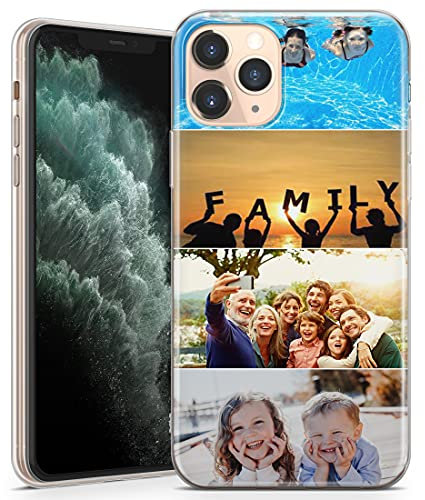 TULLUN Personalisierte Individuelle Collage Ihr Eigenes Bild Design Brauch Soft Gel Schutzhülle Handy Hülle - 4 Fotos - für iPhone 14 Pro