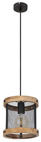 GLOBO Pendelleuchte JEANIE, Holz und Metall, 1-flammig Ø20cm