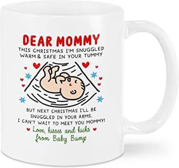 Taza de café personalizada para nueva mamá de nuevo papá, bebé, Navidad, I Can't Wait To Meet You, regalos con nombre personalizado para futura mamá, taza blanca de cerámica de 11 15 onzas para