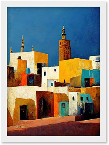 Doppelganger33 LTD Morocco Skyline Cityscape Modern Artwork Framed Wall Art Print A4