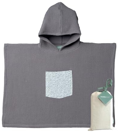 molis&co. Badeponcho für Kinder. Kapuzen-Strandtuch. Leichter und kompakter Bademantel für Kinder. (Anthrazitgrau, 7-8 Jahre)
