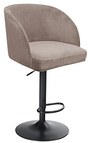 XGANGM Samt Barhocker Hussen Bezug mit Rund Lehne/Armlehne Esszimmerstühle Husse Drehbarer Stretch Stuhlüberzug 4er/2er Set Moderne Gebogener Stuhlabdeckung für Restaurant Büro,Taupe,2pcs