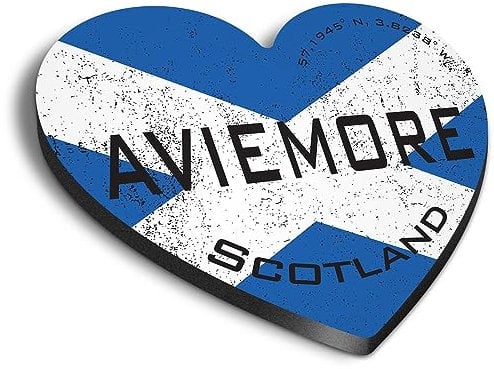 1x Heart MDF Magnet 6cm - Aviemore Scotland Flag Circle - Fridge Locker Office Whiteboard Toolbox #60217