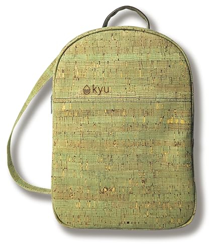 kyu Nachhaltiger Kork Rucksack aus kleiner Manufaktur, europäischer Kork, Daybag Herren&Damen, 2-in-1 kleiner Rucksack & Umhängetasche aus Kork, Diebstahlschutz & Anti-Theft, (Grün)