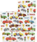 Geschenkpapier mit Rennwagen Motiven für Kinder, Jungen, Männer, 4 Blatt 50 x 70 cm Tiger Hase Panda Geschenkpapier für Rennwagen-Thema, Geburtstagsparty, Babyparty, Urlaub, Weihnachten