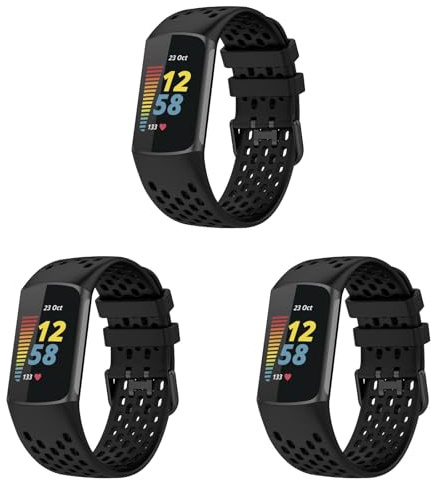 3 Stück Armbänder Kompatibel mit Fitbit Charge 6 Armband, Atmungsaktives Sportarmband aus Silikon, verstellbar, für Fitbit Charge 6, für Damen und Herren (Schwarz*3)
