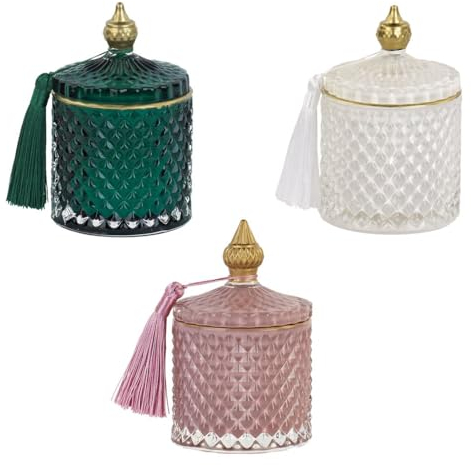 MAQA Candela profumata in Barattolo di Vetro, Candele profumate Regalo Varie fragranze, Candele Decorative Particolari con nappo PEONIA E Fiori D'ARANCIO