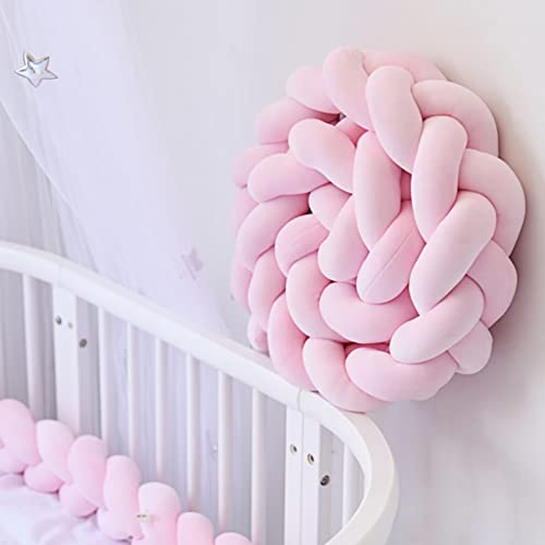Edumov Bettschlange Geflochten, Bettschlange, Nestchenschlange Geflochtenes, Seitenschläferkissen Kopfkissen Baumwolle Schlafkissen Kissen Knotenkissen, Rosa, 350CM