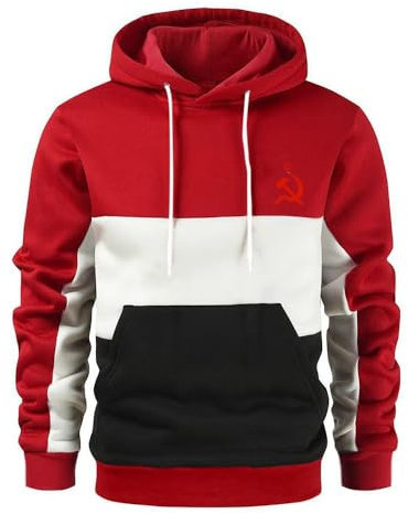 GLLUSA Männer Patchwork Hoodies Für CCCP Druck Unisex Langarm Sweatshirts Mit Kapuze Mode Leichter Pullover Casual Kordelzug Kapuzenpullover Sport Pullover Tops Mit Kangatasche-5||M