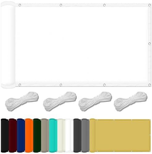 Filet D'Ombrage Rideau pour Pergola 0.6 x 2.2 m Tissu Polyester UV Protection avec Oeillets Toile Imperméable pour Piscine Voitures Camping Et Patio, Blanc