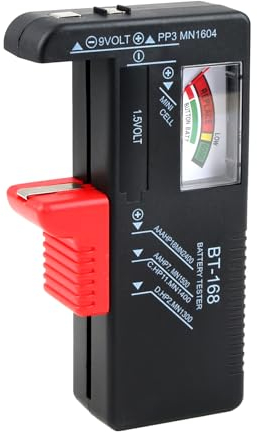 Batterietester für verschiedene Batterietypen,Universal Batterietester für AAA,AA,C,D Batterie Tester,Schnelles Batteriemessgerät Für 9V/1,5V Batterie& Knopfzellenbatterie(Modell: BT-168)
