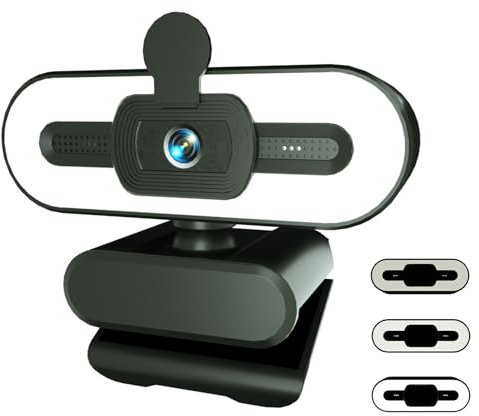 ceabulila Cámara web 4K para PC, campo de visión ajustable, zoom, control de software y cubierta de privacidad, micrófono integrado, USB Plug & Play, para zoom/equipos/Google Meet, conferencias y